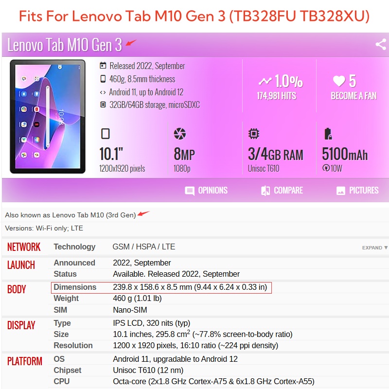 For Lenovo Tab M10 3rd Gen 10. - Tablet Cover Accessories incelemesi ve fiyatı