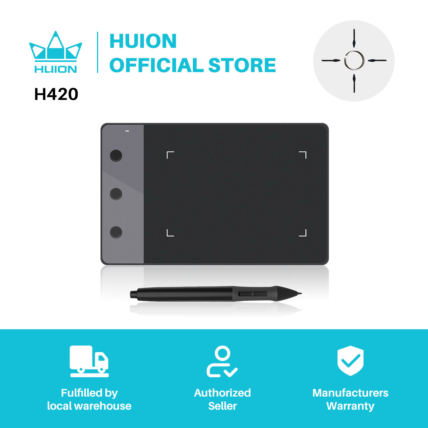 New HUION H420 Graphics Tablet - Huion Tablet Accessories incelemesi ve fiyatı