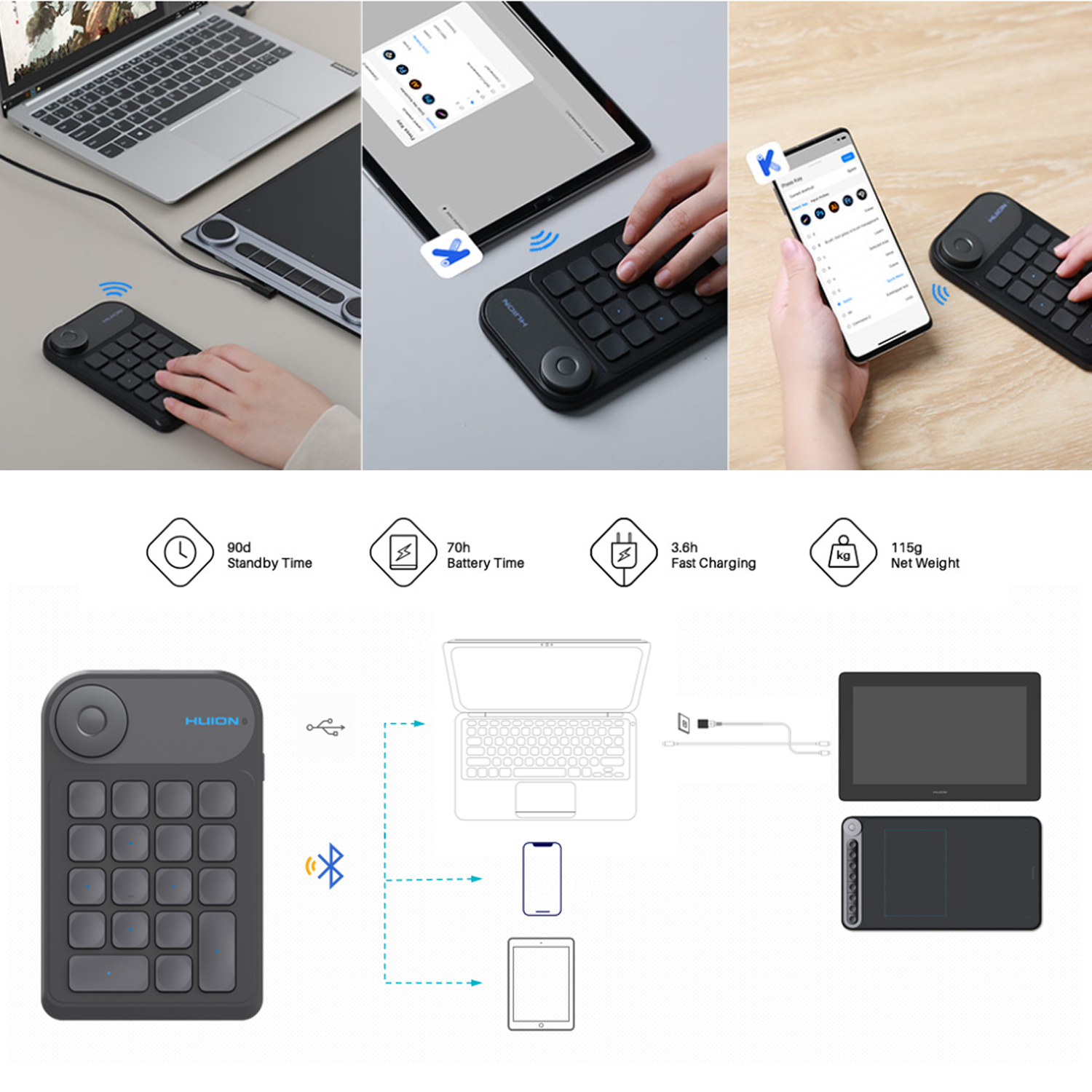 HUION Keydial Mini Wireless Ke - Huion Tablet Accessories incelemesi ve fiyatı